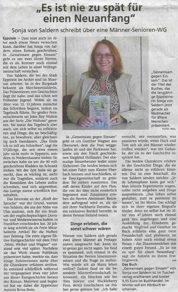 Lesung Sonja von Saldern, Kreisblatt